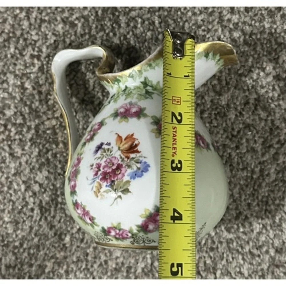 2PC Antique Limoges Coronet Porcelain Plate Royal‎ Bayneuth Creamer Pitcher Gold